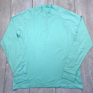 Fabletics Pullover Men XL Mint Green Quarter Zip Thumbhole Activewear Top